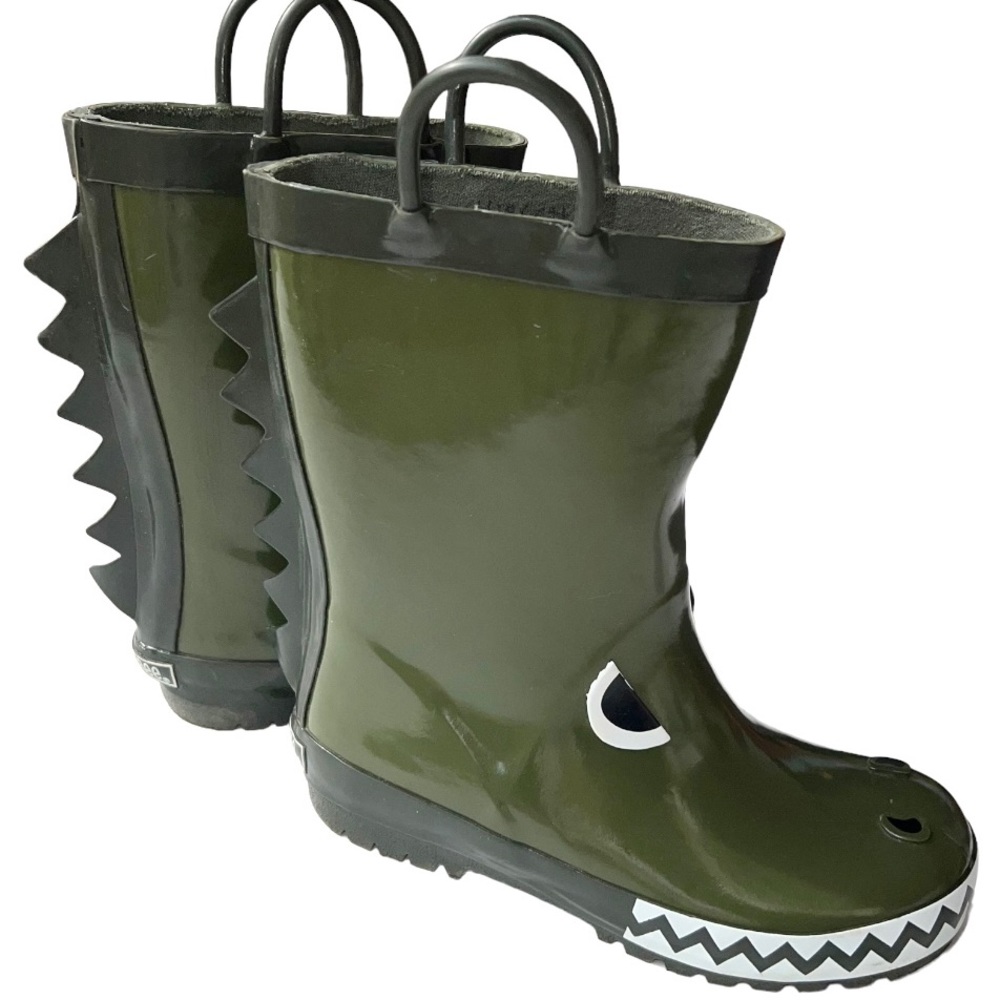 Gymboree green dinosaur rain boots size 13 - Picture 3 of 10